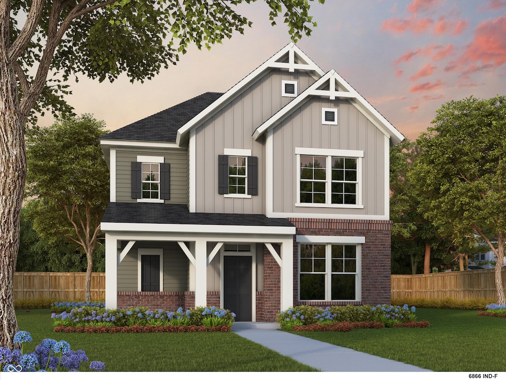 12000 Jeff Ct, Noblesville, IN 46060 - craftsman inspired home with board and batten siding, a shingled roof, brick siding, and a porch