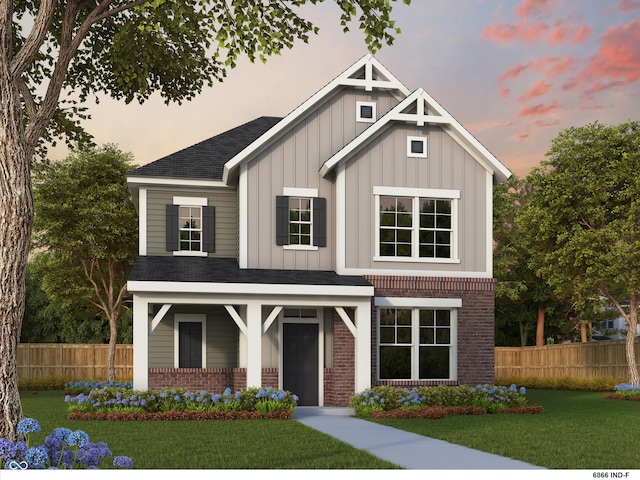12000 Jeff Ct, Noblesville, IN 46060 - craftsman inspired home with board and batten siding, a shingled roof, brick siding, and a porch