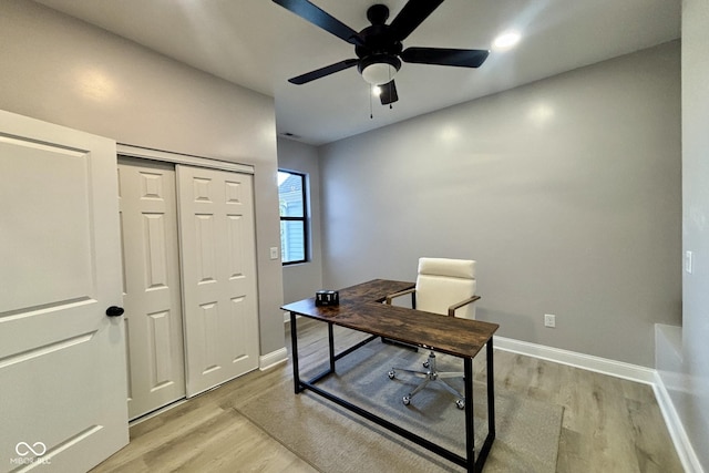 1440 S New Jersey St, Indianapolis, IN 46225 - office area featuring light wood-type flooring and ceiling fan
