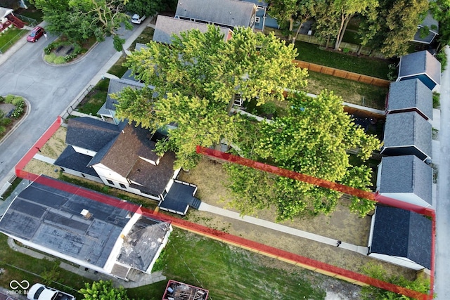 1440 S New Jersey St, Indianapolis, IN 46225 - aerial perspective of suburban area with property parcel outlined