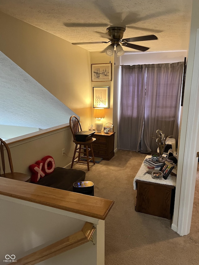 5931 Marina View Ln, Indianapolis, IN 46237 - office area with carpet, a ceiling fan, and a textured ceiling