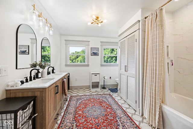 631 S State Road 39, Danville, IN 46122 - full bath featuring double vanity and shower / tub combo with curtain