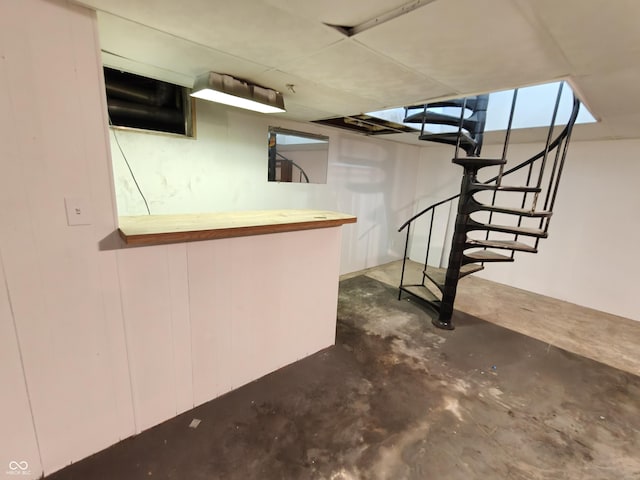 316 E Mechanic St, Shelbyville, IN 46176 - below grade area featuring stairs and a dry bar