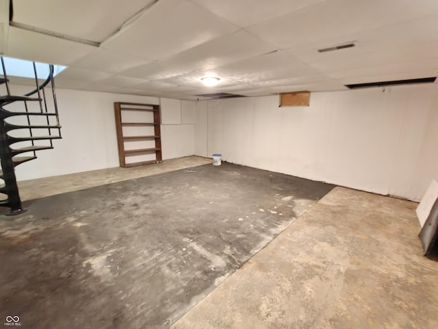 316 E Mechanic St, Shelbyville, IN 46176 - unfinished below grade area featuring stairway and a drop ceiling