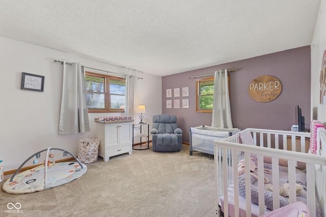 10816 N US Highway 231, Cloverdale, IN 46120 - carpeted bedroom featuring a textured ceiling and a nursery area