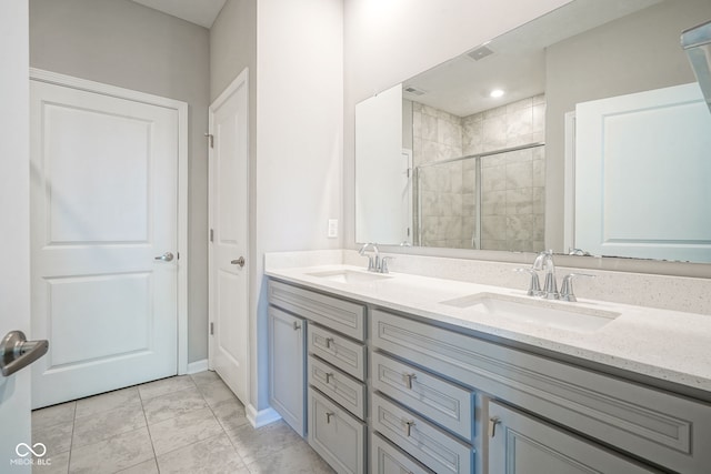 2541 Riviera Pl, Greenwood, IN 46143 - full bathroom featuring double vanity and a shower stall