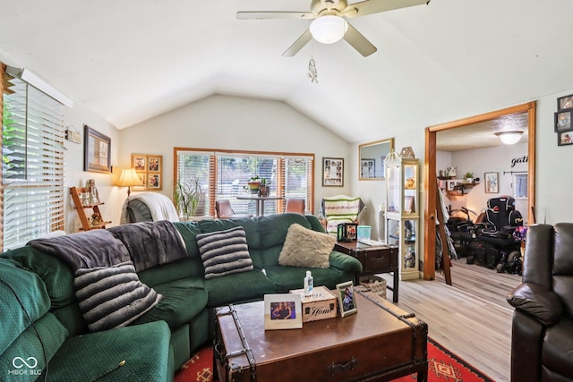 209 Bishop St, Mooresville, IN 46158 - living area featuring wood finished floors, ceiling fan, and lofted ceiling