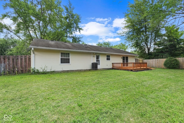 3102 Pawnee Dr, Indianapolis, IN 46235 - rear view of property featuring a wooden deck and a fenced backyard