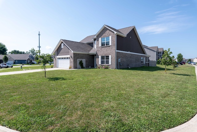 7626 Merrick Dr, Brownsburg, IN 46112 - view of front of property with brick siding, a front lawn, driveway, and a garage