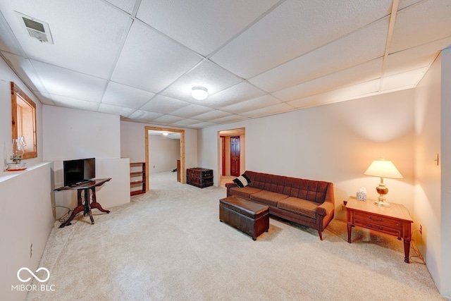 8910 Richarts Rd, Morgantown, IN 46160 - living room featuring carpet flooring and a paneled ceiling