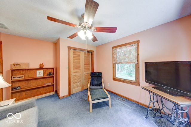 8910 Richarts Rd, Morgantown, IN 46160 - living area featuring a ceiling fan and carpet flooring