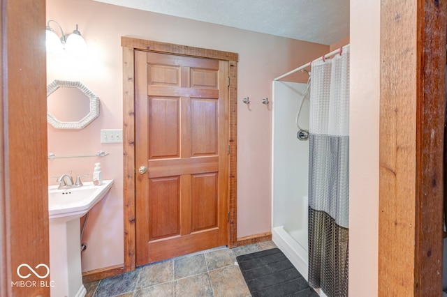 8910 Richarts Rd, Morgantown, IN 46160 - bathroom featuring baseboards and a shower with curtain