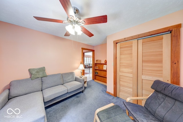 8910 Richarts Rd, Morgantown, IN 46160 - carpeted living area featuring a ceiling fan