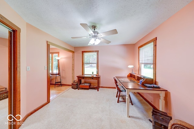 8910 Richarts Rd, Morgantown, IN 46160 - office featuring light colored carpet, ceiling fan, and a textured ceiling