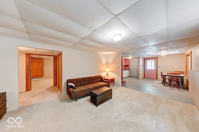 8910 Richarts Rd, Morgantown, IN 46160 - carpeted living room featuring a paneled ceiling