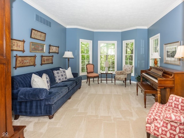 8708 Highwood Ln, Indianapolis, IN 46278 - carpeted living room with crown molding
