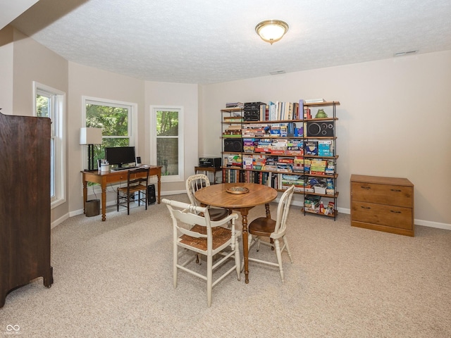 8708 Highwood Ln, Indianapolis, IN 46278 - dining room featuring carpet, a textured ceiling, and a desk
