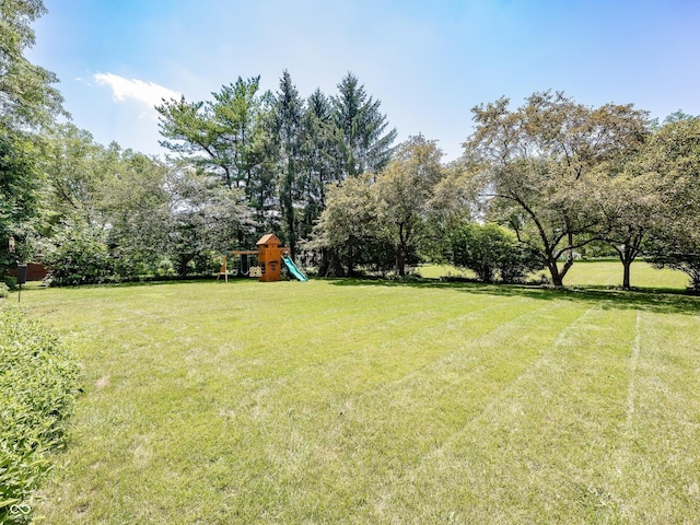 8708 Highwood Ln, Indianapolis, IN 46278 - view of green lawn with a playground and view of scattered trees