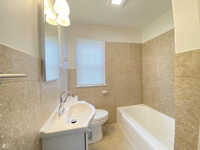 4002 E Pleasant Run Parkway N Drive, Indianapolis, IN 46201 - full bathroom featuring tile walls, vanity, a tub to relax in, tile patterned floors, and a wainscoted wall