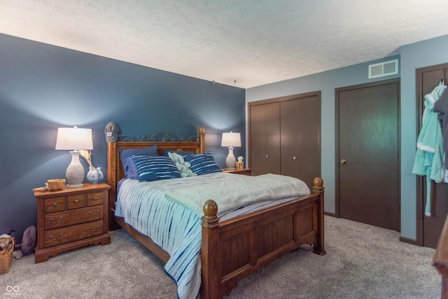 5237 Honey Comb Ln, Indianapolis, IN 46221 - bedroom with carpet flooring, multiple closets, and a textured ceiling