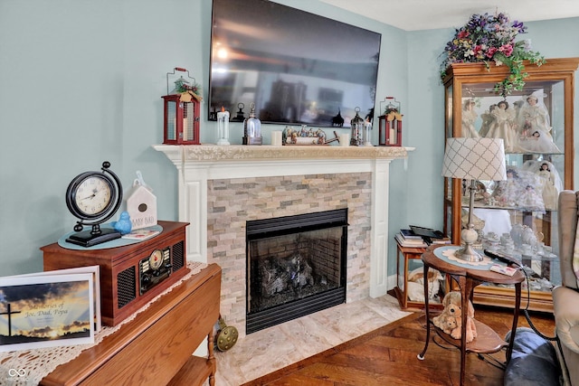 5238 N 225 E, Whiteland, IN 46184 - living area featuring a fireplace and wood finished floors