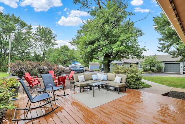 5238 N 225 E, Whiteland, IN 46184 - wooden terrace with an outdoor living space