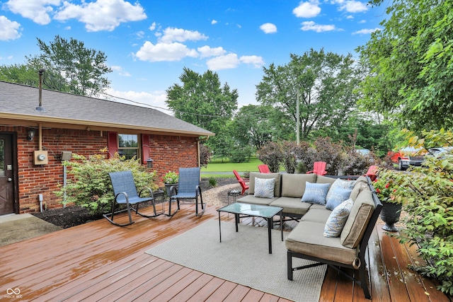 5238 N 225 E, Whiteland, IN 46184 - wooden deck with an outdoor hangout area