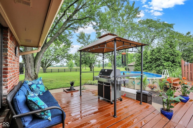 5238 N 225 E, Whiteland, IN 46184 - deck with a gazebo, area for grilling, and an outdoor pool