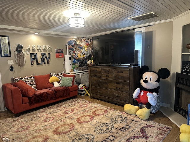 806 W Park Rd, Greensburg, IN 47240 - living room featuring ornamental molding and wood finished floors