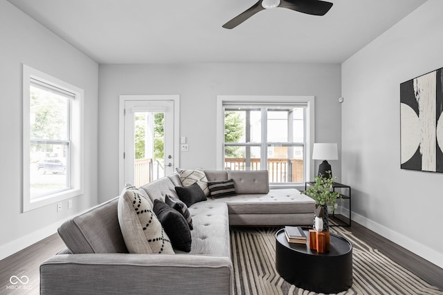1935 Cornell Ave, Indianapolis, IN 46202 - living area with wood finished floors and ceiling fan