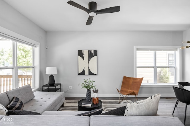 1935 Cornell Ave, Indianapolis, IN 46202 - living room with wood finished floors and a ceiling fan