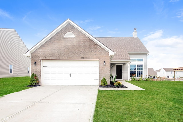 990 Constellation Way, Franklin, IN 46131 - view of front of property featuring brick siding, a front lawn, an attached garage, and driveway