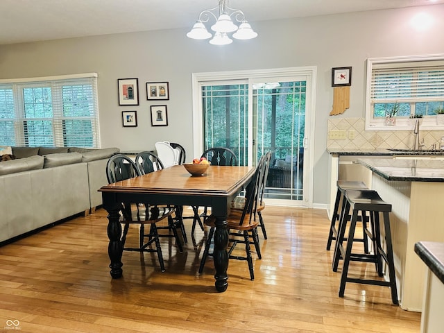 9975 Woodstock Way, Fishers, IN 46037 - dining space featuring a chandelier, light wood finished floors, and plenty of natural light