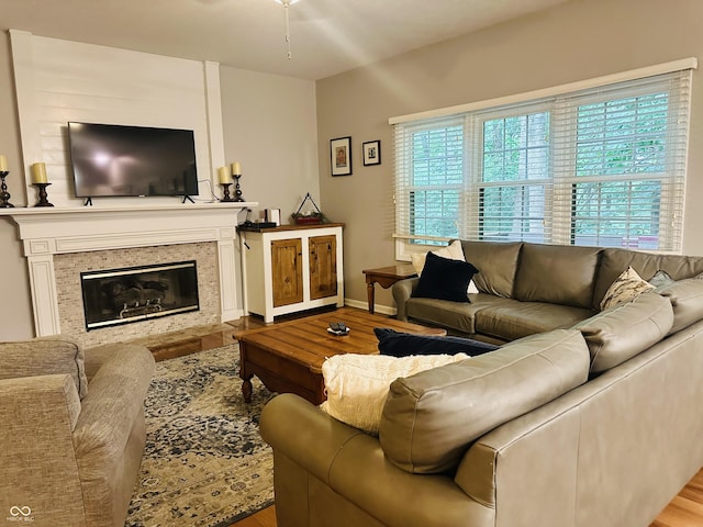 9975 Woodstock Way, Fishers, IN 46037 - living room with wood finished floors and a fireplace
