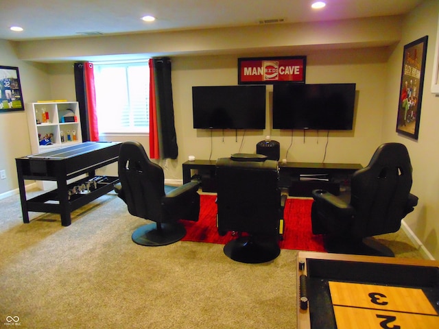 2703 Night Hawk Rd, Greenwood, IN 46143 - recreation room featuring carpet and recessed lighting