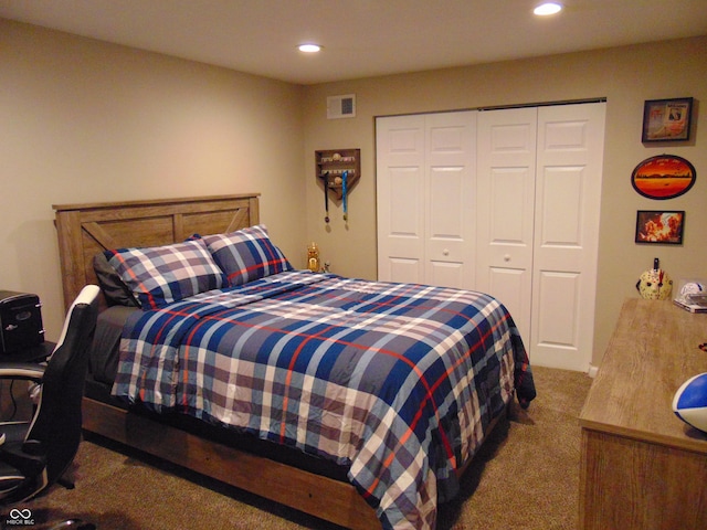 2703 Night Hawk Rd, Greenwood, IN 46143 - bedroom with carpet floors, recessed lighting, and a closet