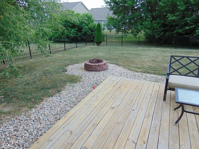 2703 Night Hawk Rd, Greenwood, IN 46143 - deck featuring a fire pit and a fenced backyard