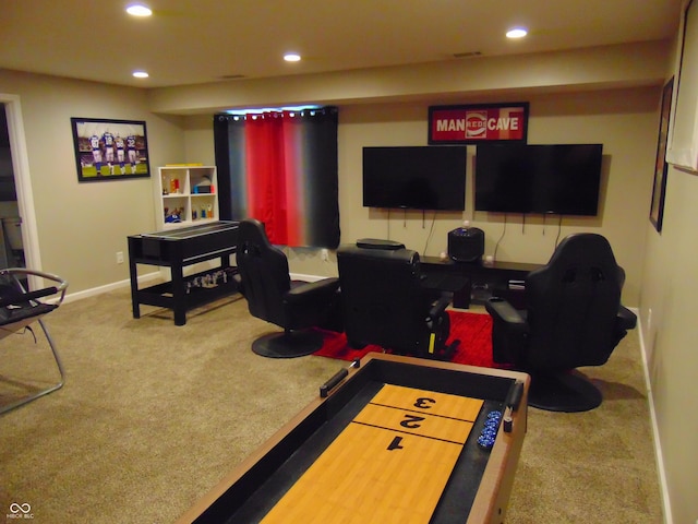 2703 Night Hawk Rd, Greenwood, IN 46143 - recreation room featuring carpet and recessed lighting