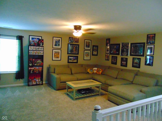 2703 Night Hawk Rd, Greenwood, IN 46143 - living room featuring ceiling fan and carpet floors