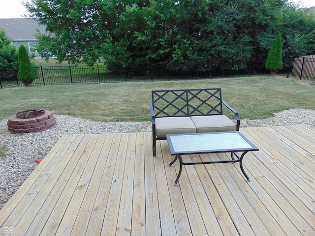 2703 Night Hawk Rd, Greenwood, IN 46143 - deck with a fire pit and a fenced backyard
