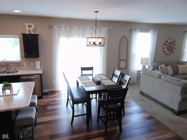 2703 Night Hawk Rd, Greenwood, IN 46143 - dining space featuring a chandelier, dark wood finished floors, and recessed lighting