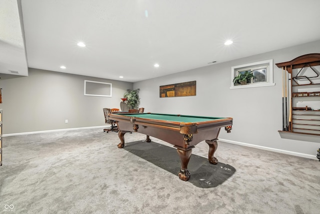 8612 Weaver Woods Pl, Fishers, IN 46038 - rec room featuring carpet floors, recessed lighting, and pool table