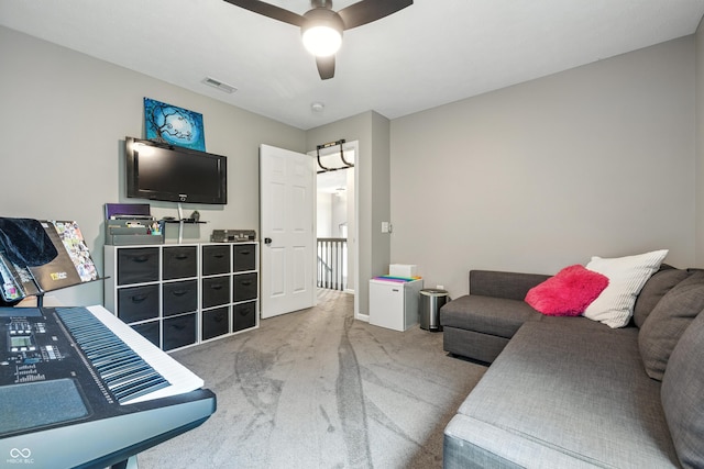 8612 Weaver Woods Pl, Fishers, IN 46038 - carpeted living room featuring ceiling fan and baseboards