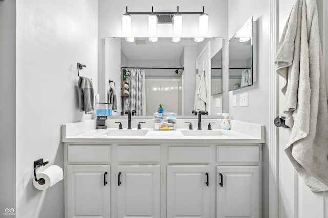 8612 Weaver Woods Pl, Fishers, IN 46038 - full bathroom with double vanity and a shower with curtain