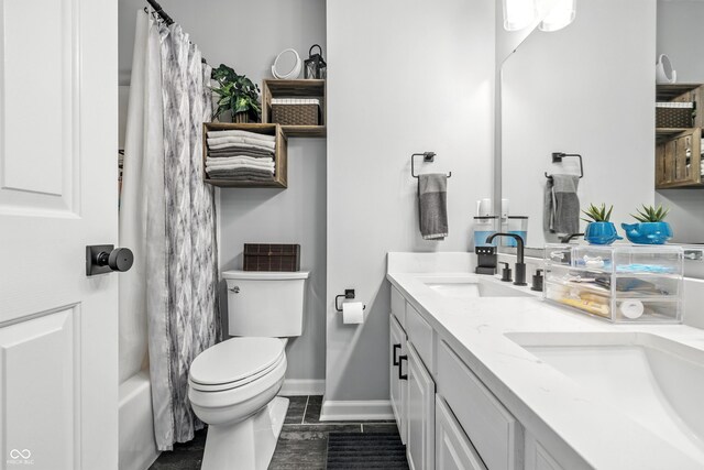 8612 Weaver Woods Pl, Fishers, IN 46038 - full bathroom featuring double vanity and shower / bath combination with curtain