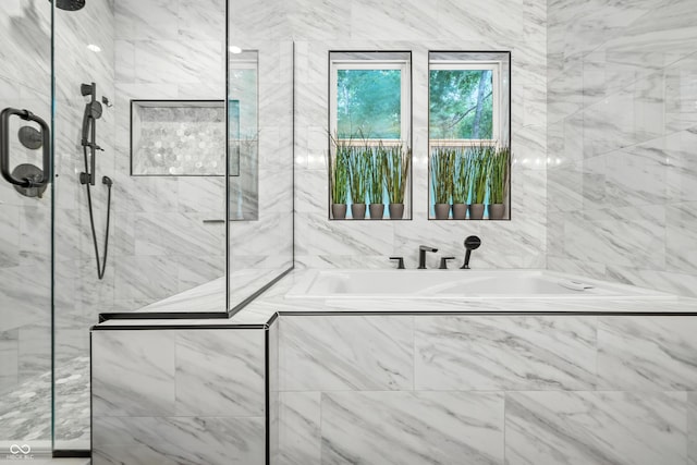 8612 Weaver Woods Pl, Fishers, IN 46038 - bathroom with a tile shower and a bath