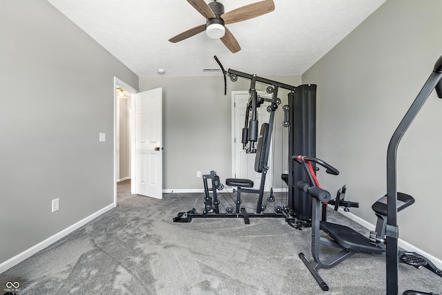 8612 Weaver Woods Pl, Fishers, IN 46038 - exercise area featuring ceiling fan and baseboards