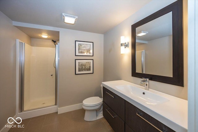 13023 Water Ridge Dr, Mccordsville, IN 46055 - bathroom with a stall shower, vanity, and tile patterned flooring