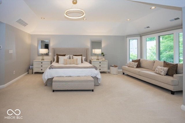 13023 Water Ridge Dr, Mccordsville, IN 46055 - bedroom with light carpet and recessed lighting