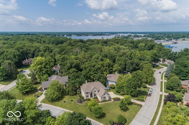 13023 Water Ridge Dr, Mccordsville, IN 46055 - aerial overview of property's location with a large body of water and a heavily wooded area